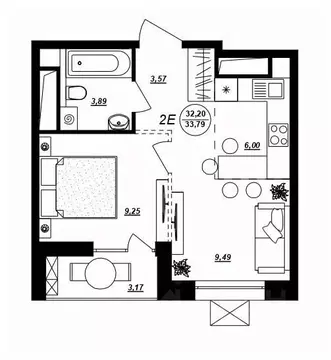 2-к кв. Хабаровский край, Хабаровск ул. Демьяна Бедного (33.79 м)