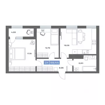 2-к кв. Тюменская область, Тобольск пер. Радищева, 17 (69.44 м)