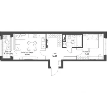 1-к кв. Свердловская область, Екатеринбург бул. Вдохновения, 4 (46.4 ...