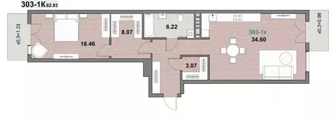 1-к кв. Калининградская область, Зеленоградск ул. Гагарина (83.18 м)