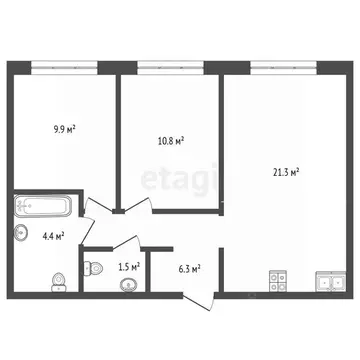 2-к кв. Московская область, Ленинский городской округ, д. Сапроново, ...