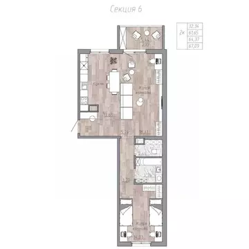 2-к кв. Хабаровский край, Хабаровск пос. Березовка, Эколенд жилой ...