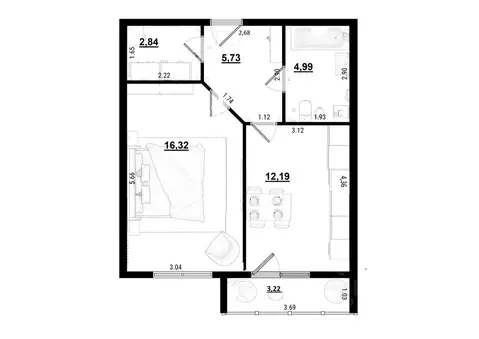1-к кв. Калужская область, Калуга ул. Радостная, 10 (45.29 м)