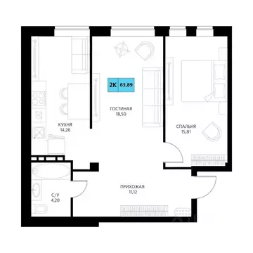 2-к кв. Дагестан, Дербент  (63.89 м)