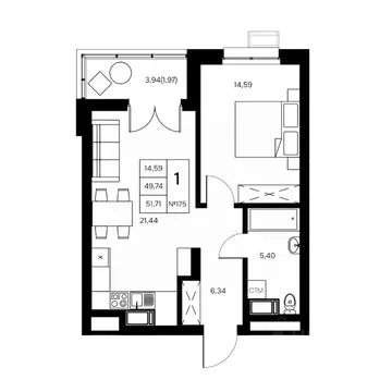 1-к кв. Калужская область, Обнинск Заовражье жилрайон, Новый город ...