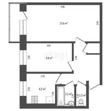2-комнатная квартира: Дмитров, Инженерная улица, 8 (44.4 м)