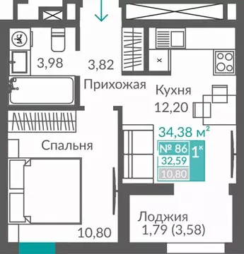 1-к кв. Севастополь ш. Балаклавское (32.59 м)