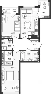 2-к кв. Калининградская область, Гурьевский муниципальный округ, пос. ...