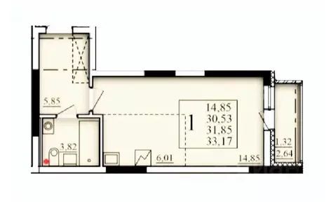 1-к кв. Башкортостан, Уфа Затон-Восточный жилрайон, Паруса жилой ...