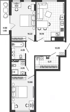 2-к кв. Калининградская область, Гурьевский муниципальный округ, пос. ...
