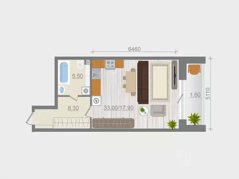 1-к кв. Ленинградская область, Ломоносовский район, Горбунковское ...