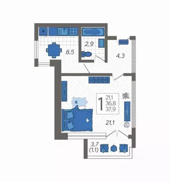 1-к кв. Краснодарский край, Сочи ул. Искры, 88к2 (37.0 м)
