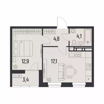 1-к кв. Пермский край, Пермь Ераничи мкр,  (40.6 м)