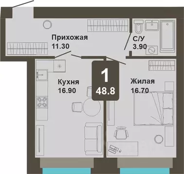 1-к кв. Чувашия, Чебоксары ул. И.П. Прокопьева (48.8 м)