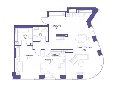 2-к кв. Москва ул. Сергея Макеева, 7С7 (118.6 м)