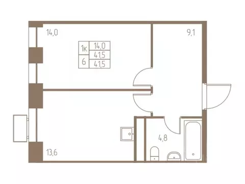 1-к кв. Московская область, Пушкино Фабрикант жилой комплекс, 1 (41.5 ...
