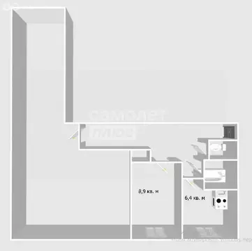 1к в 4-комнатной квартире (8.9 м)