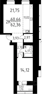 2-к кв. Томская область, Томский район, д. Кисловка, Левобережный мкр ...