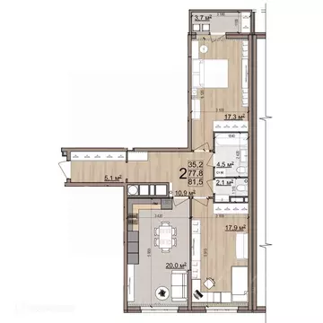 2-к кв. Рязанская область, Рязань Еврокласс жилой комплекс (81.5 м)
