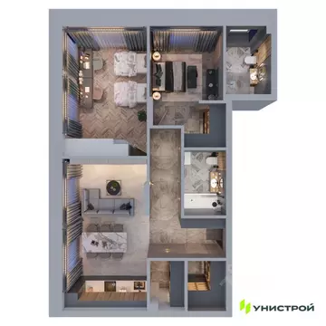 2-к кв. Татарстан, Казань проезд Юнуса Ахметзянова, 5 (77.52 м)