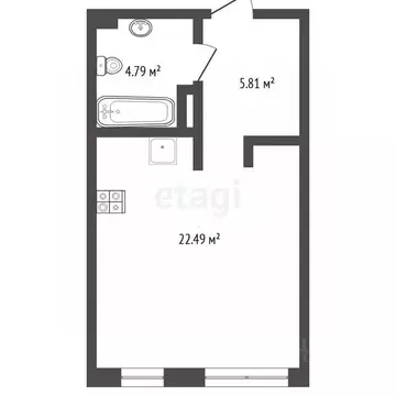 Студия Тюменская область, Тюмень ул. Краснооктябрьская, 6 (32.4 м)