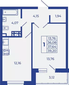 1-к кв. Ростовская область, Новочеркасск  (39.2 м)