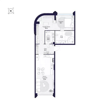 1-к кв. Москва ул. Фотиевой, 5С1 (86.2 м)