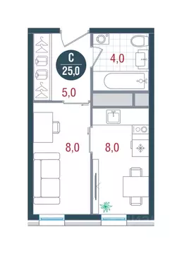 Студия Москва Русич Кантемировский жилой комплекс (25.0 м)