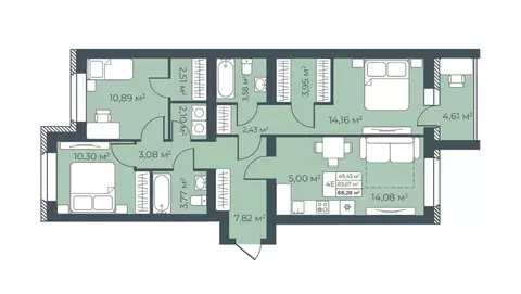 4-к кв. Воронежская область, Бобров  (88.28 м)