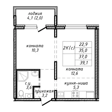 2-к кв. Новосибирская область, Новосибирск ул. Связистов, 162/3 (37.0 ...