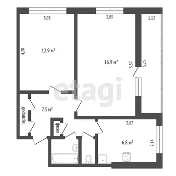 2-комнатная квартира: Омск, улица Куйбышева, 142 (52 м)