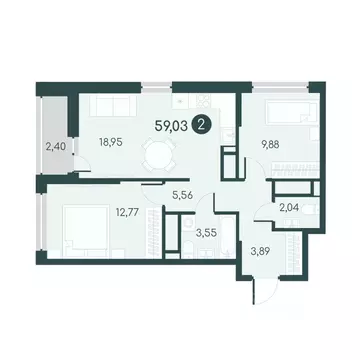 2-к кв. Курганская область, Курган 18-й мкр, 7 (59.03 м)