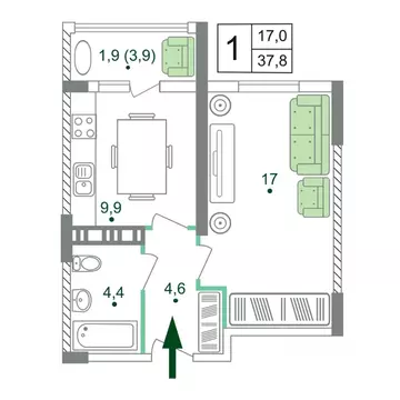 1-к кв. Крым, Симферопольский район, с. Мирное, Жигулина Роща мкр, ...