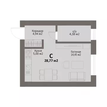 1-к кв. Челябинская область, Сосновский муниципальный округ, Поселок ...