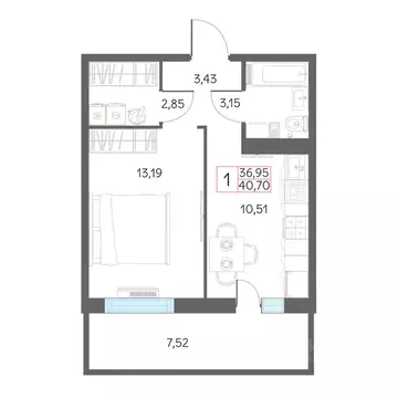 1-к кв. Тюменская область, Тобольск 7А мкр, 29 (40.7 м)