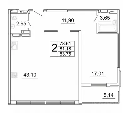 2-к кв. Самарская область, Самара ул. Дыбенко, 5 (83.75 м)