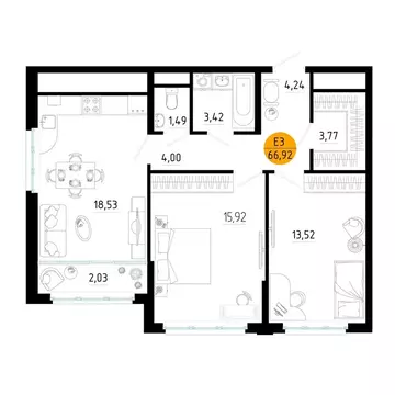 2-комнатная квартира: Рязань, Михайловский район, квартал Центральный ...