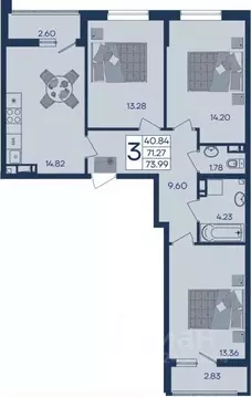 3-к кв. Краснодарский край, Краснодар  (73.99 м)