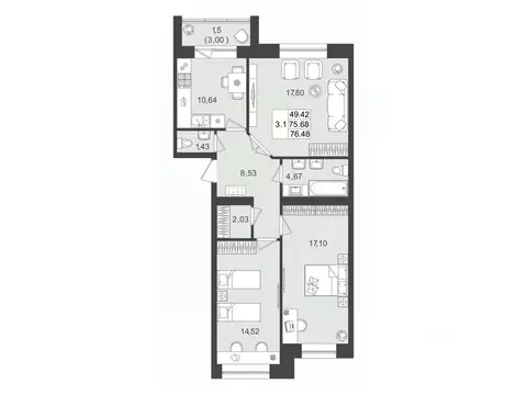 3-к кв. Татарстан, Верхнеуслонский район, Набережно-Морквашское с/пос, ...