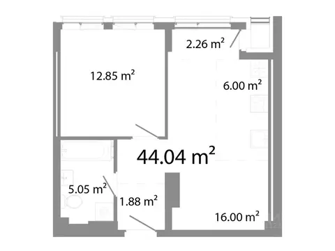 2-к кв. Челябинская область, Челябинск ул. Худякова, 18/4 (44.04 м)