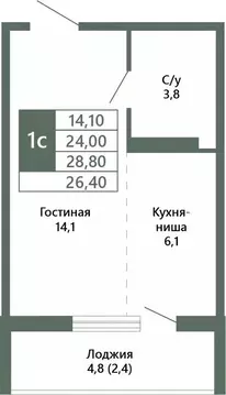 1-к кв. Кемеровская область, Кемерово 64-й мкр, Лучи жилой комплекс ...