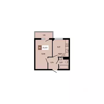 1-к кв. Ростовская область, Аксайский район, Щепкинское с/пос, пос. ...