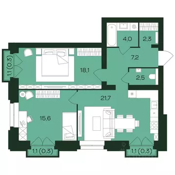 2-к кв. Чувашия, Чебоксары просп. Чебоксарский (72.3 м)