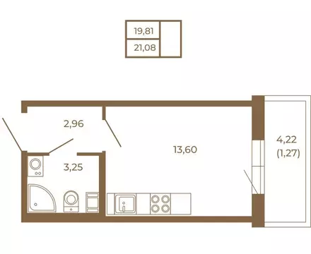Квартира-студия: Сертолово, Златоглавая улица, 2к2 (21.08 м)