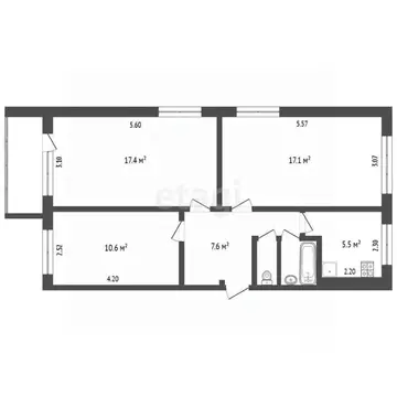 3-к кв. Архангельская область, Архангельск просп. Обводный Канал, 22к2 ...