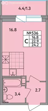 Квартира-студия: Новое Девяткино, Главная улица, 2 (24.2 м)