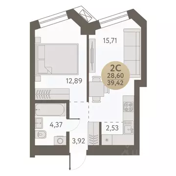 2-к кв. Новосибирская область, Новосибирск Урбан Пикс жилой комплекс ...