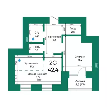2-к кв. Алтайский край, Барнаул Просторная ул., 390к2 (42.4 м)