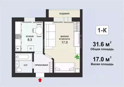 1-к кв. Ярославская область, Ярославль ул. Романовская, 5к2 (31.6 м)