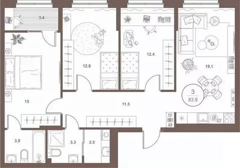 3-к кв. Пензенская область, Пенза Арбеково жилрайон, Дальнее Арбеково ...